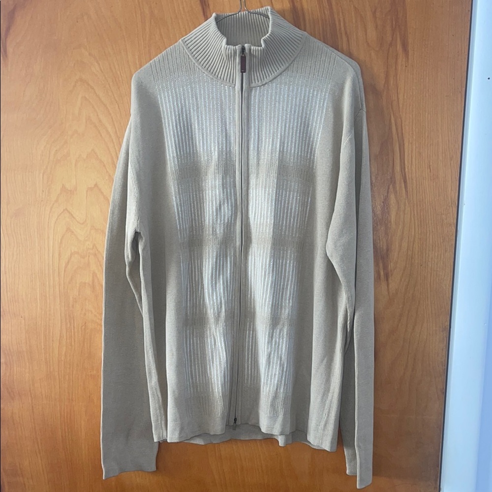 Men's Claiborne Beige Zip Sweater Size L